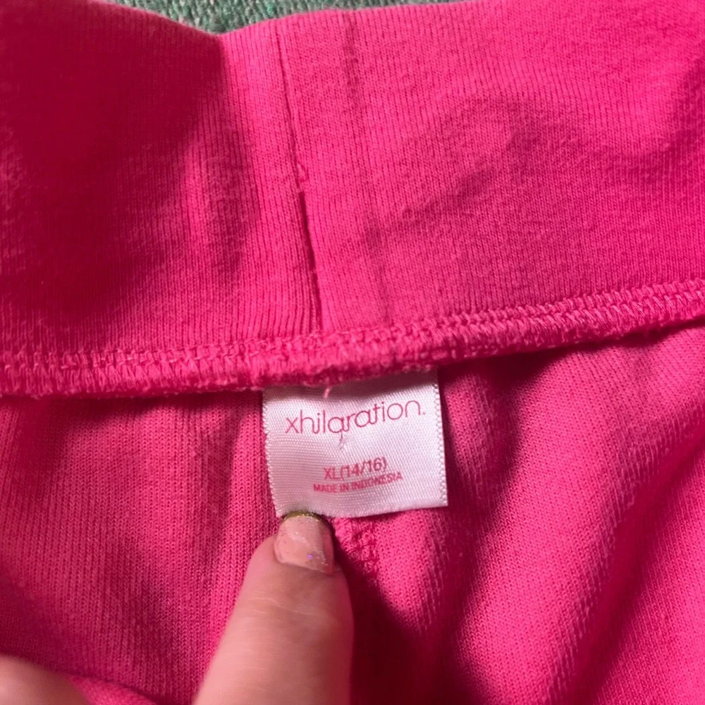 Xhilaration Terry Cloth Shorts Girls XL 14/16 Hot Pink Neon Drawstring Lounge